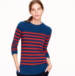 J.Crew Collection Cashmere Striped Blue Red Sweater